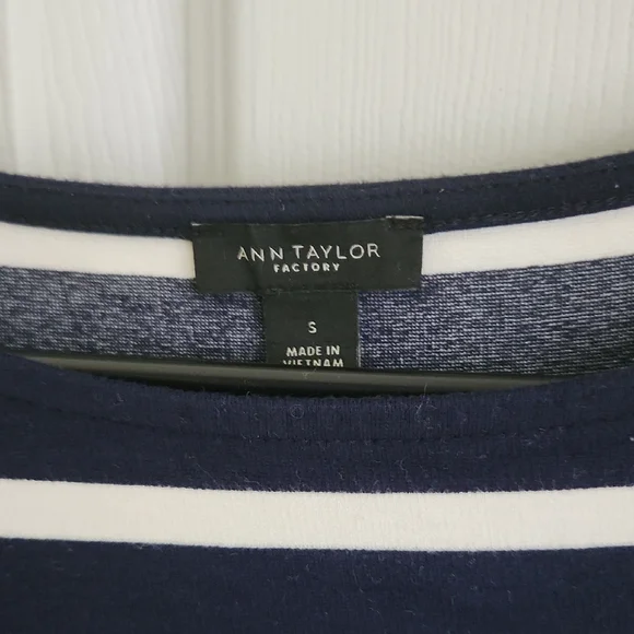 Ann Taylor Black, White, and Gold Striped Dress - Picture 3 of 5